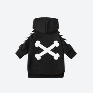 (2XL) WOOF Black & white reflective dog hoodie NWT